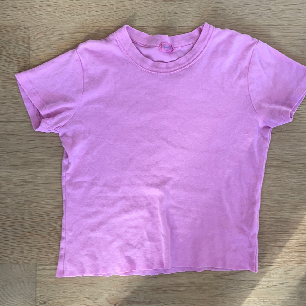 John Galt bubble gum pink crop t-shirt
